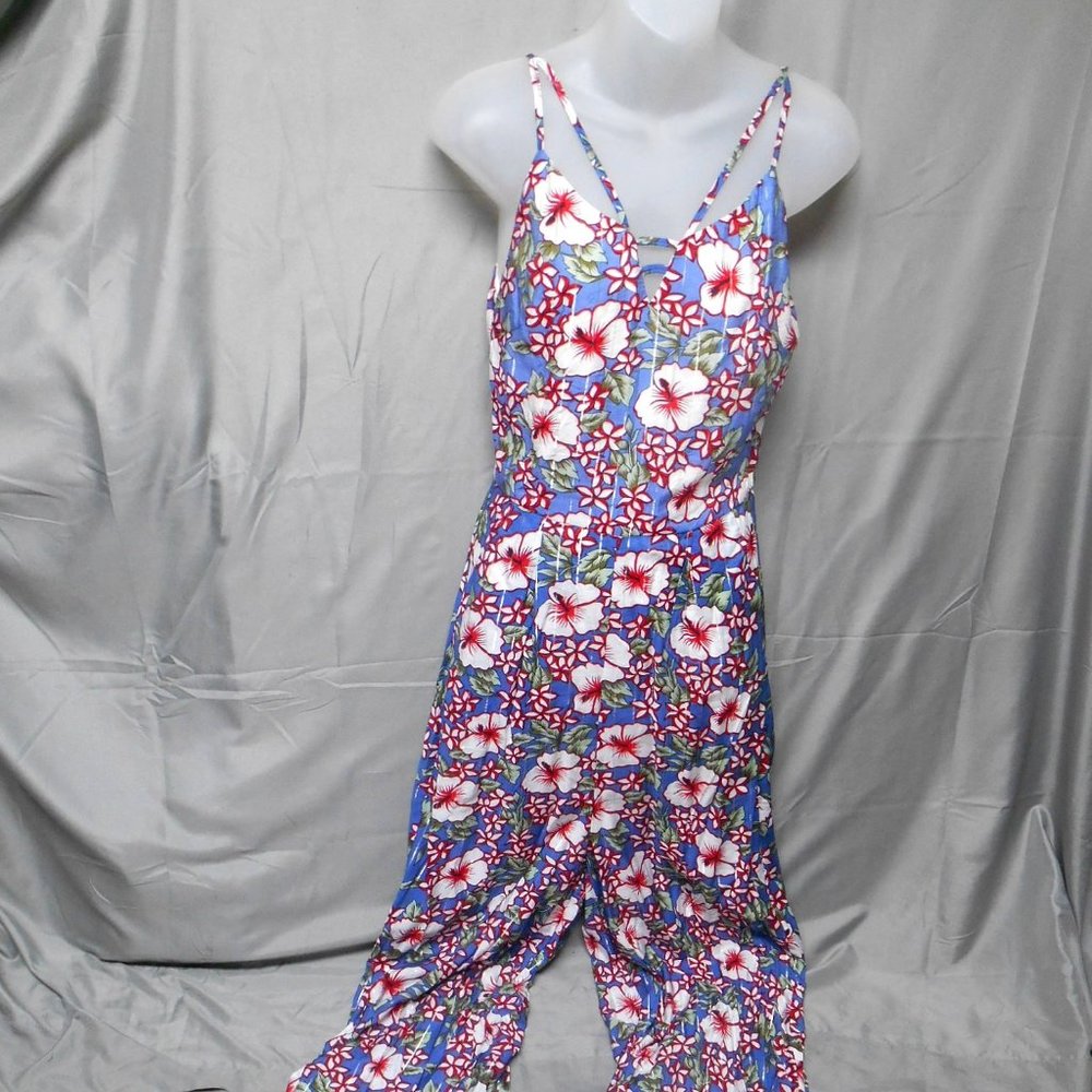 NWT Beauty Angel blue floral jumpsuit medium